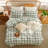 Gingham Plaid Duvet Cover 100% Washed Cotton Checkered Bedding Set Modern Green Gray Buffalo Grid Comforter Cover With Zipper Closure Corner Ties-116835915-116835917