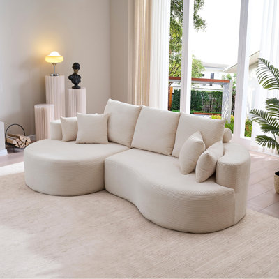 Canapé modulaire incurvé en tissu avec méridienne, mousse haute élasticité, conception ergonomique, aucun assemblage requis