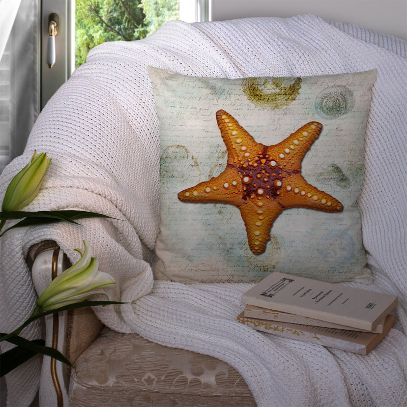 Coussin intérieur/extérieur étoile de mer, H 18 po x l 18 po x P 5,5 po