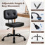 Chaise de bureau sans accoudoirs, petite chaise de bureau réglable en cuir de polyuréthane, chaise de travail ergonomique avec roulettes pivotantes à 360 °-2025993983