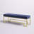 Pangea Home Declan Laurence Modern Upholstered 54" Bench with Gold or Silver Metal Steel legs – Elegant Accent Seating for Bedroom, Entryway, Kitchen, Office, Waiting Rooms, or Living Room - Navy Velvet Bench with Gold Legs-1208674262-1209318917