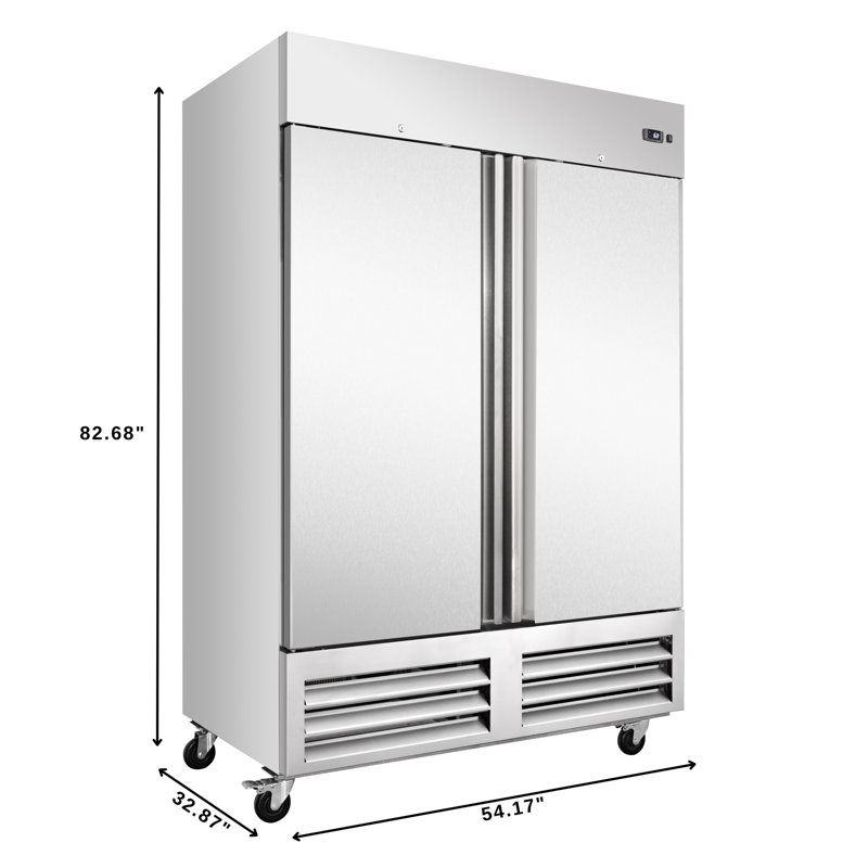 54" Stainless Steel Commercial Two-Door Convertible Refrigerator/Freezer