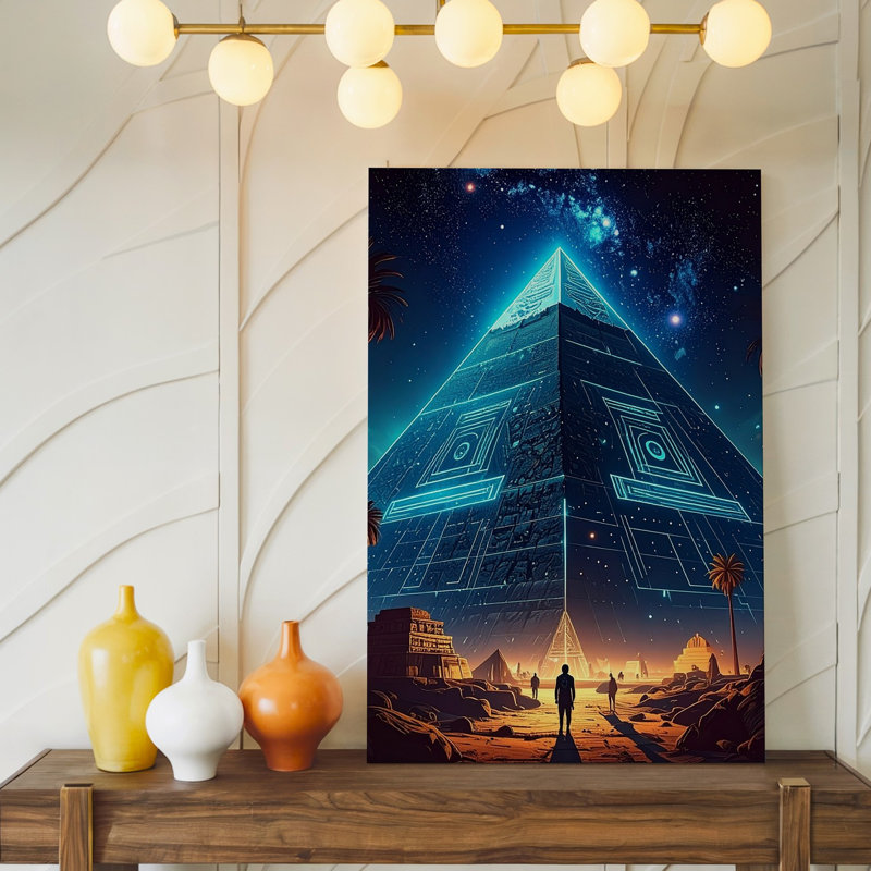 Reproduction d'art mural égyptien sous un ciel galactique, H 9 po x l 12 po