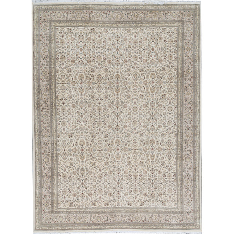 Tapis ivoire noué à la main de haute qualité