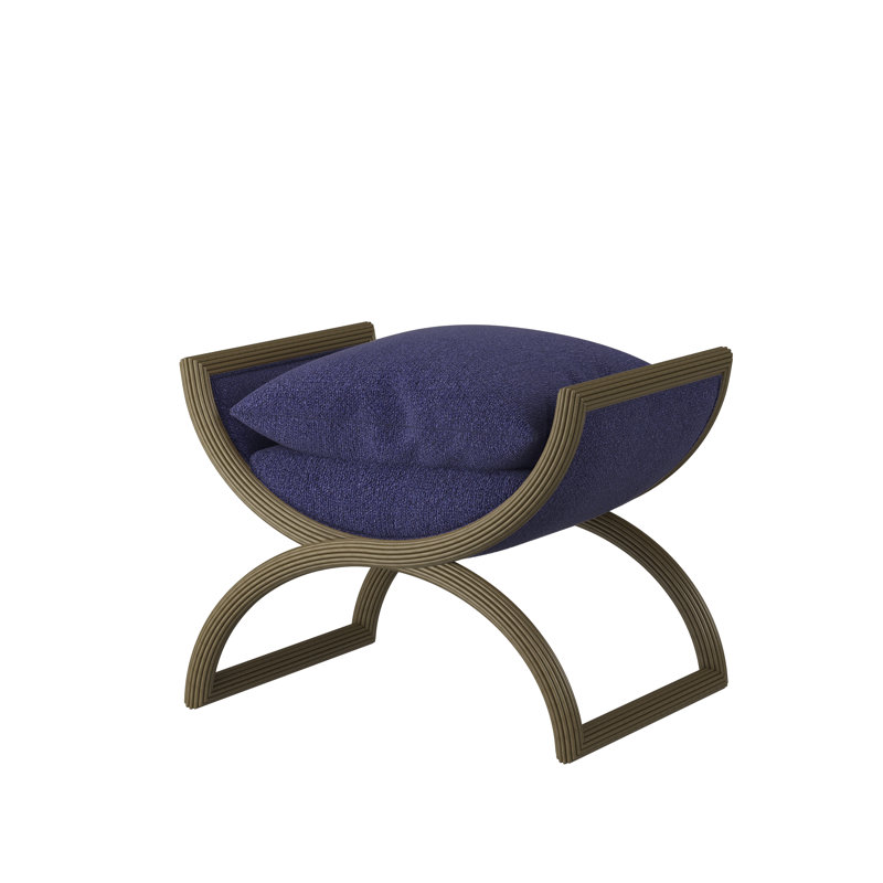 Fillmore Upholstered Accent Stool, Dune, Dutton Indigo (Performance fabric) 1352-54