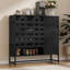 Élégante armoire de porte tissée avec un design arqué, des tablettes réglables multicouches et des pieds en métal pour la cuisine et les espaces de vie-283094057