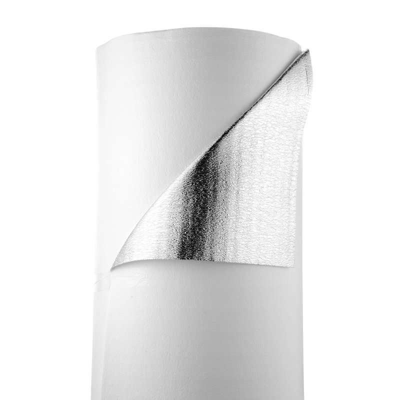 Reflective Insulation Roll, EPE Foam Core Radiant Barrier, 3mm 76.2m x 1.22 m, Aluminum Foil White PE Film Heat Reflective Shield, Thermal Insulation Roll for Garage Door Window RV Roofs