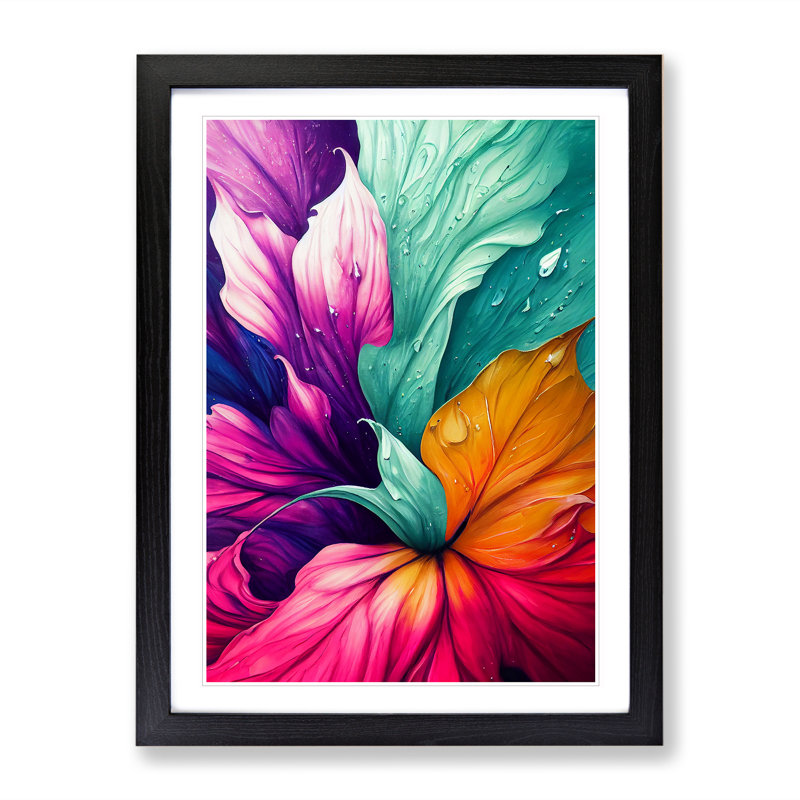 Vibrant Flowers No.8 - Single Picture Frame Print, Black Framed, 35cm H x 50cm W x 2cm D