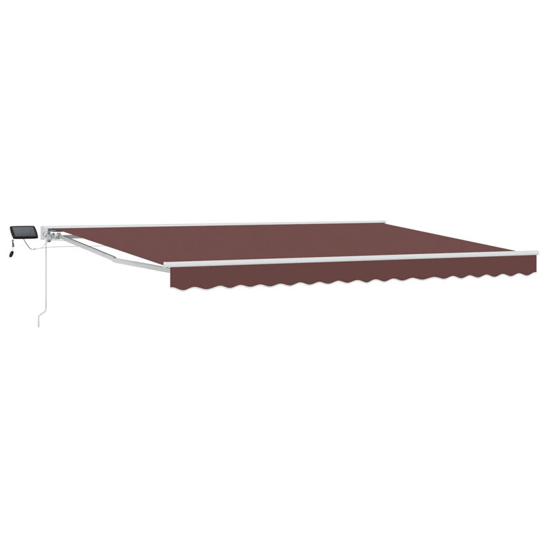 VidaXL Polyester Cover Retractable Patio Awning, 450cm W x 350cm D, Brown/White