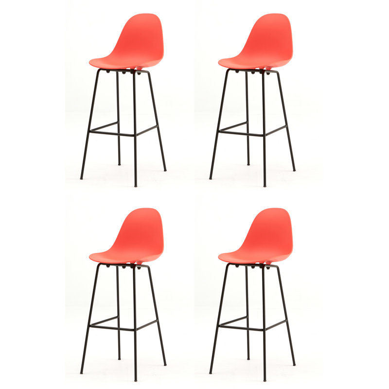 Tabouret de bar et de comptoir TA, Noir, Tabouret de comptoir (siège d'une hauteur de 25,6, Rouge