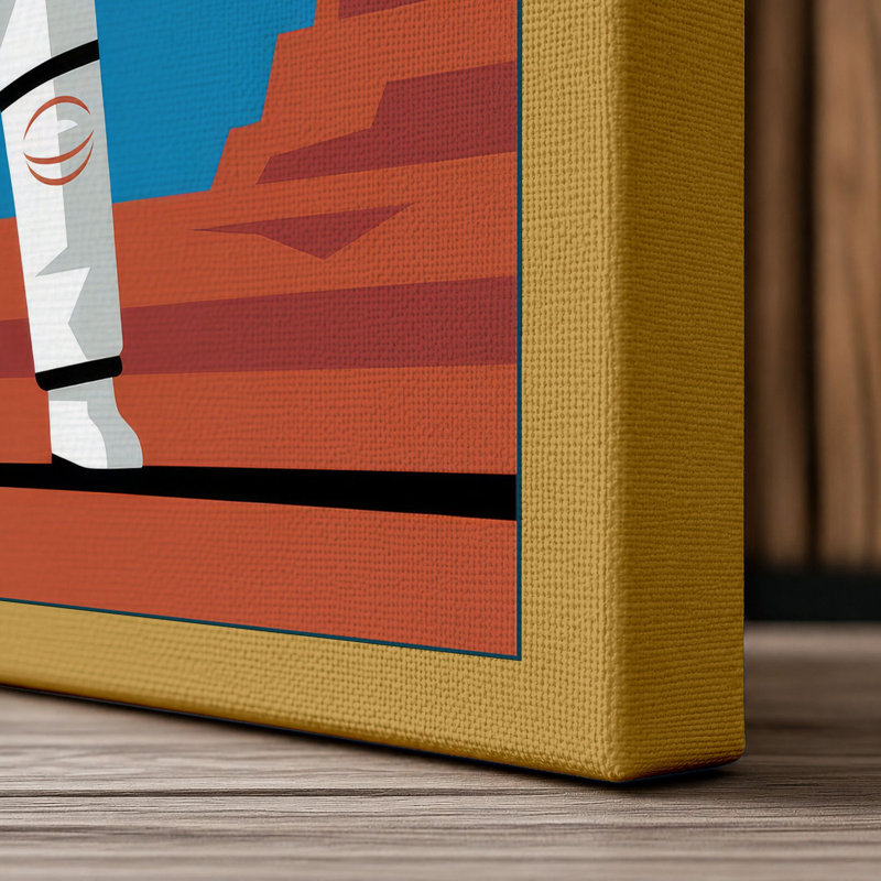 Astronaut in the Desert Modern - Wrapped Canvas, 24x16 - 61.0 x 40.6 cm, Ochre Border