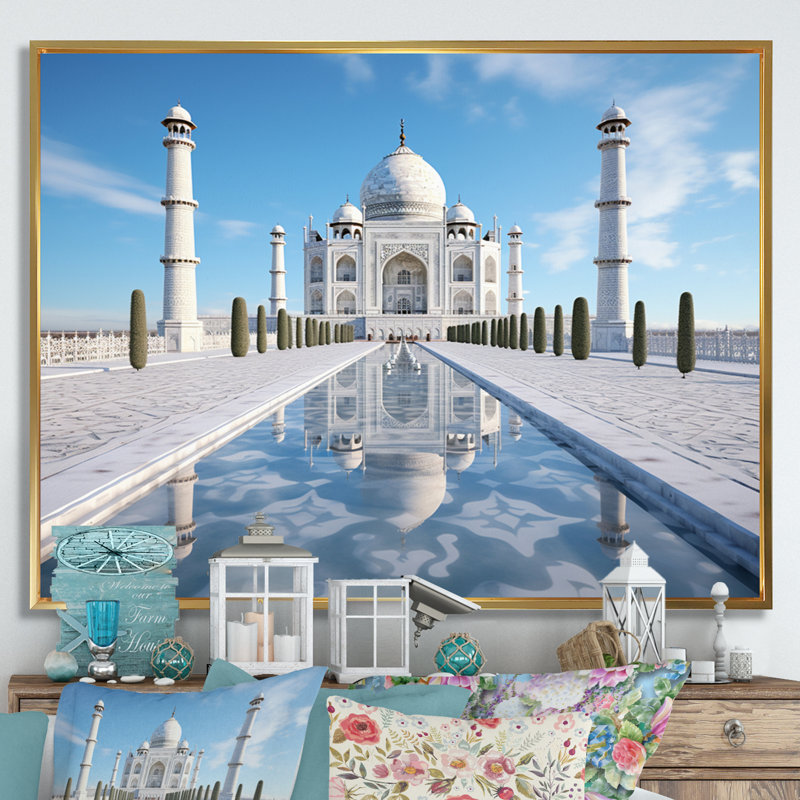 Art de l'Islam Taj Mahal II, H 12 po x l 20 po, Cadre flottant doré