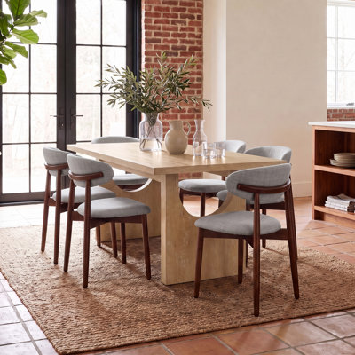 COLAMY ALVORA 7-Piece Dining Set with 72" Dining Table and 6 Upholstered Wooden Dining Chairs