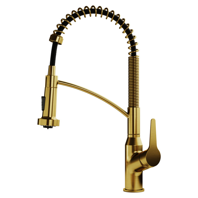 Karran Scottsdale Single-Handle Pull-Down Sprayer Kitchen Faucet, Gold