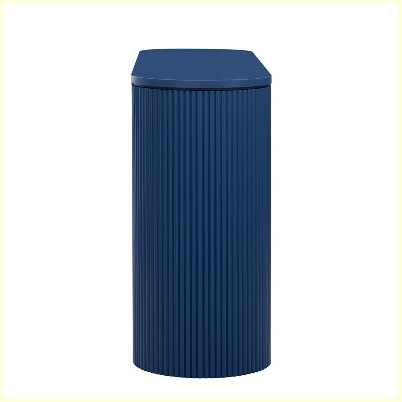 Curved Design Console Table with Unique Vertical Stripe Design, Navy