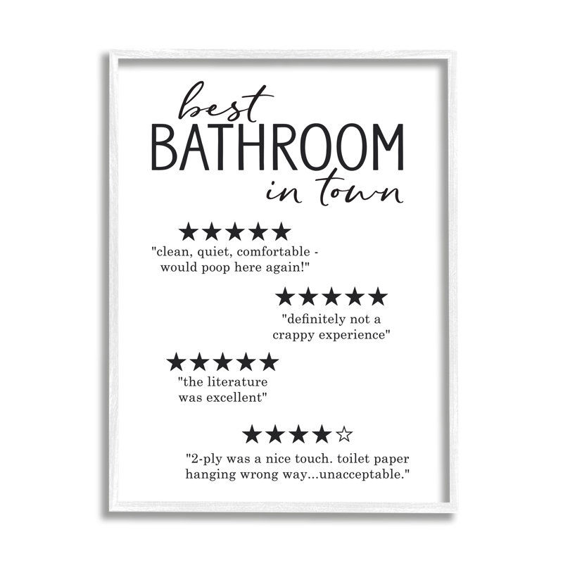 «Best Bathroom Five Star», «Bath Bath» - art textuel, H 20 po x l 16 po x P 1,5 po, Giclée encadrée blanc bord de mer