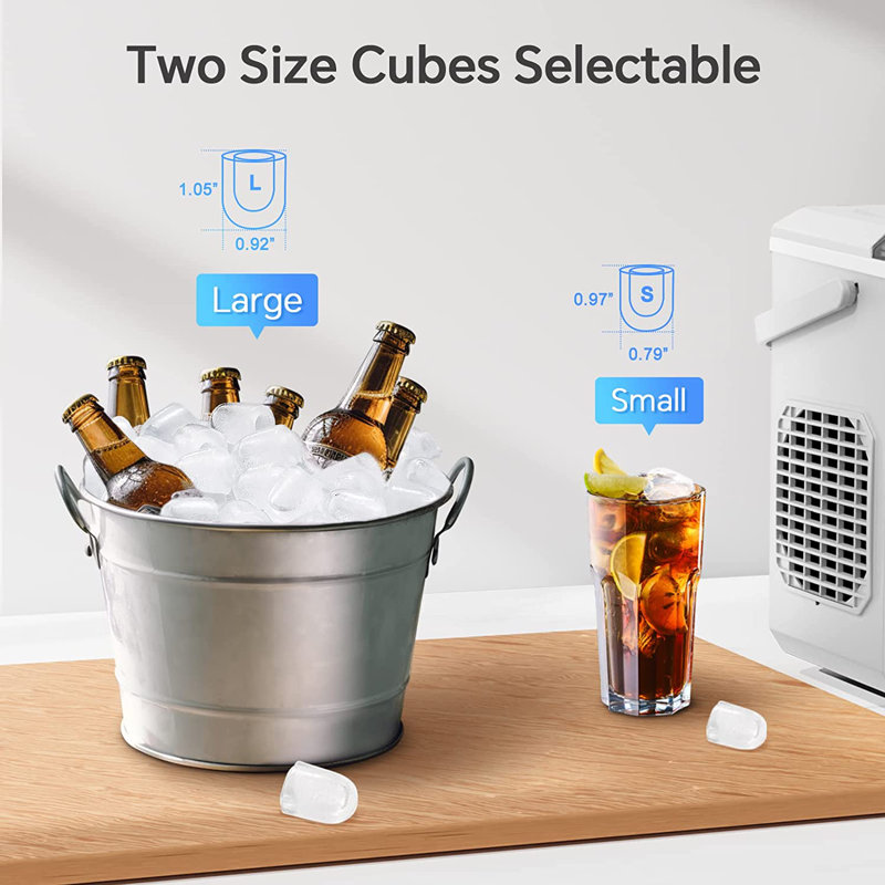 COWSAR 26 Lb. lb. Daily Production Bullet Ice Countertop Ice Maker,9 Ice Cubes Ready in 6 Mins,2 Ice Cube Sizes Available,Automatic Cleaning