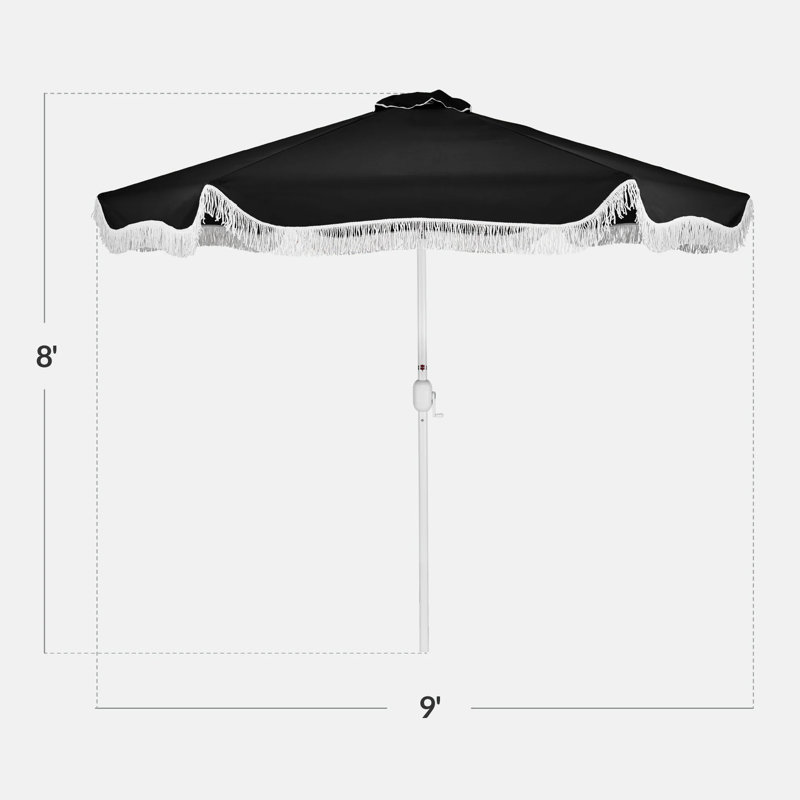 Parasol 9 pi Boho, Noir