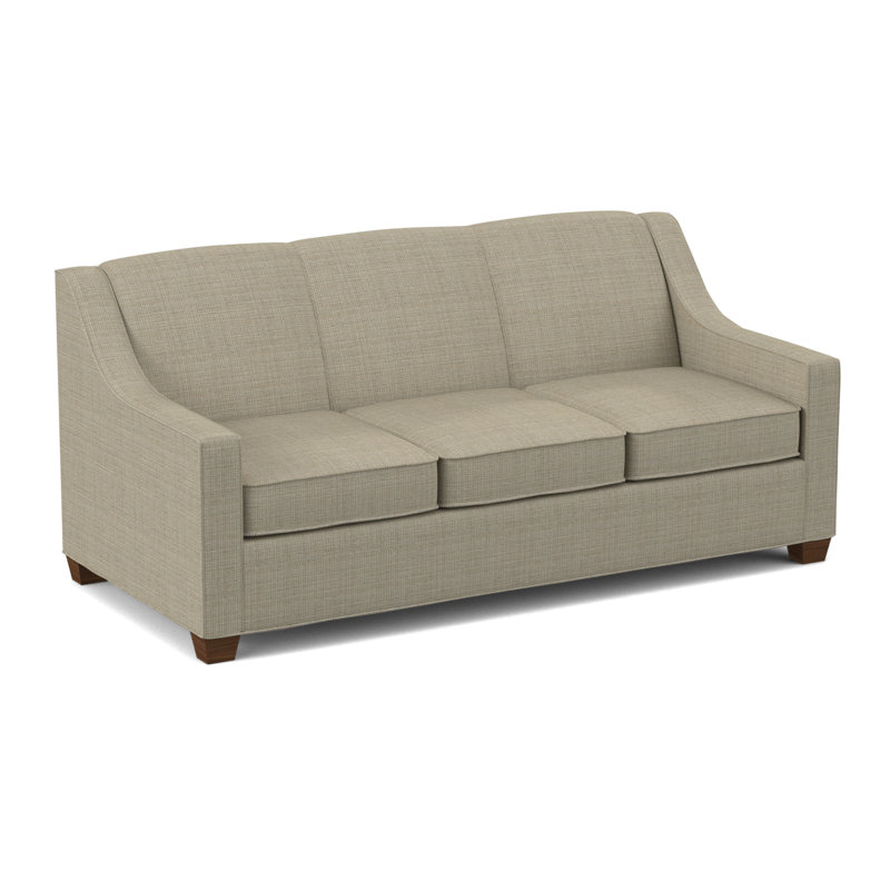 Phillips Square Arm Sofa with Reversible Cushions, Kanji Putty, 34.5" H x 76" W x 36" D, Montana Walnut
