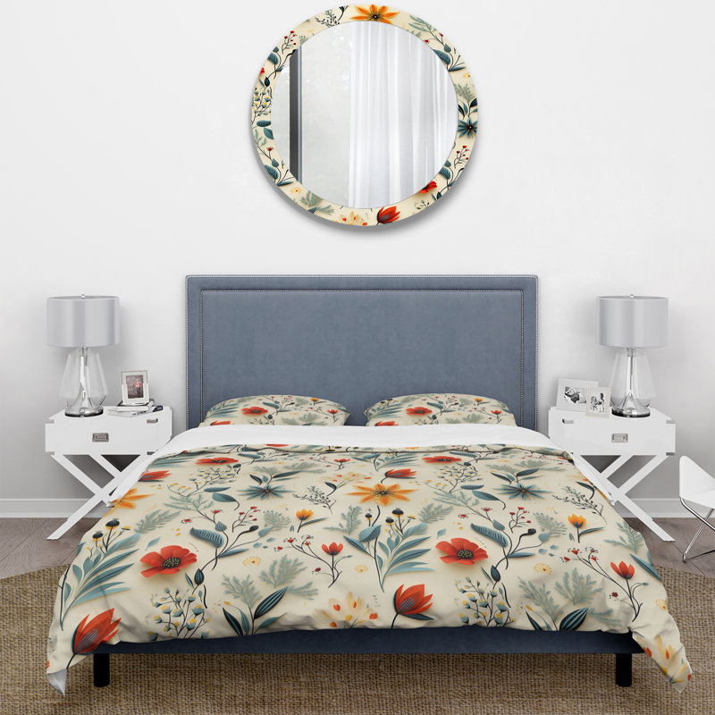 Ensemble de housse de couette éclectique vert et jaune, Housse de couette pour grand lit et 2 taies décor