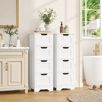 Ensemble d'armoire à linge de salle de bain autoportante en bois Hortence avec 8 tiroirs
