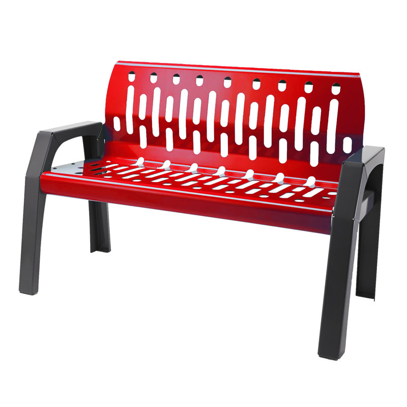 Banc de parc en acier Stream, Rouge, H 34 po x l 48 po x P 25 po