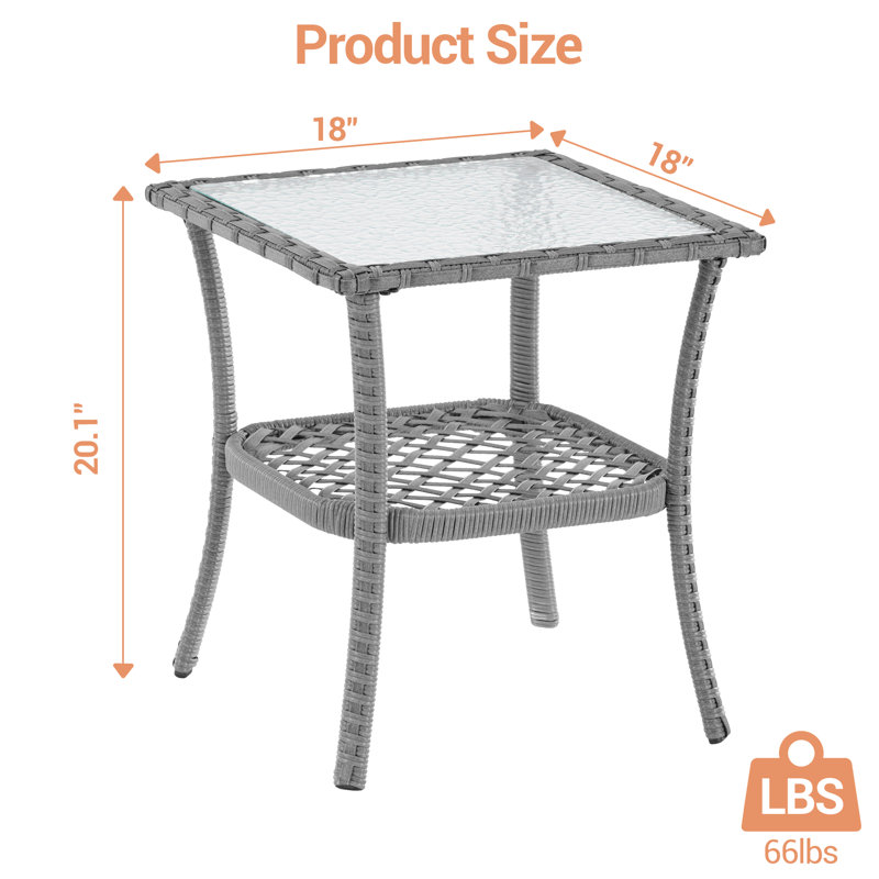 Glasby Square Metal Outdoor Side Table , 18'' in. W 18'' in. D, Gray