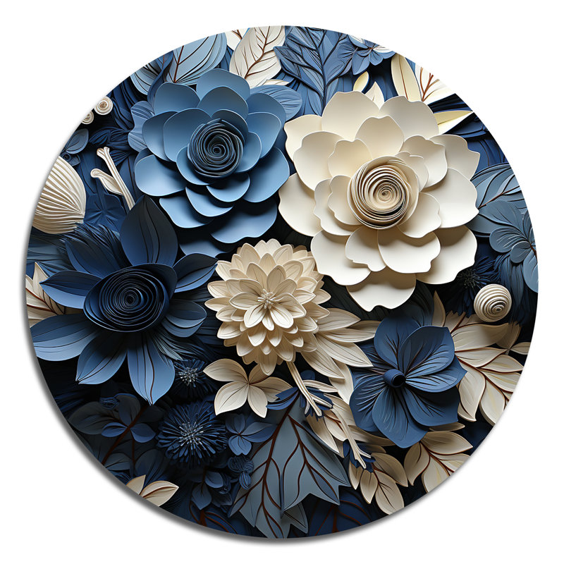 Molena - art floral rond en métal, H 29 po x l 29 po