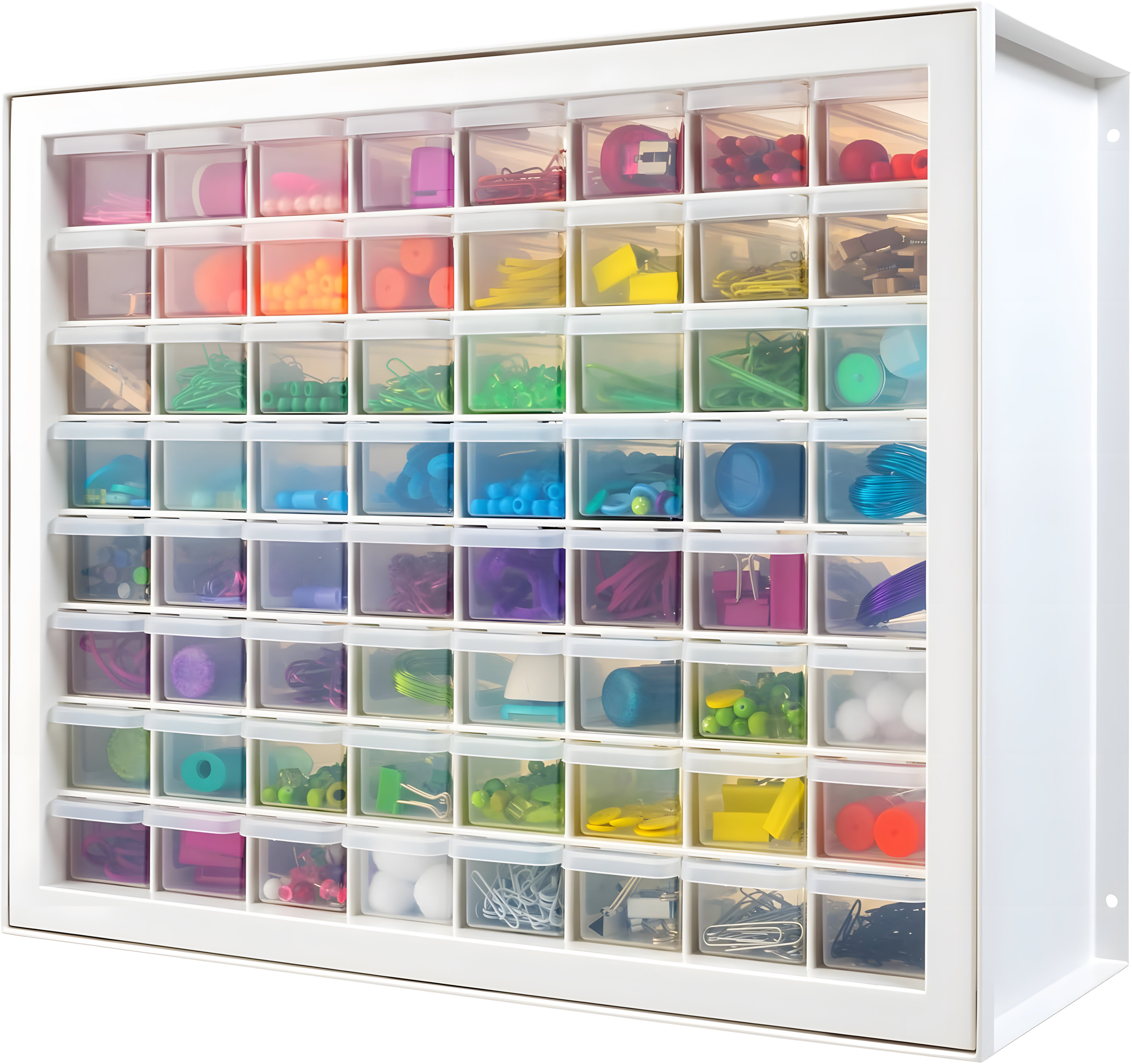 17 Stories 64-Drawer Hardware Organizer Cabinet: Wall-Mountable Plastic Drawers For Tools ...