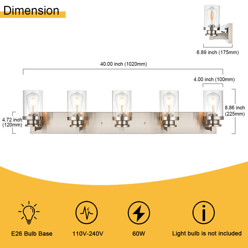 Lundeen 5 - Light Dimmable Vanity Light