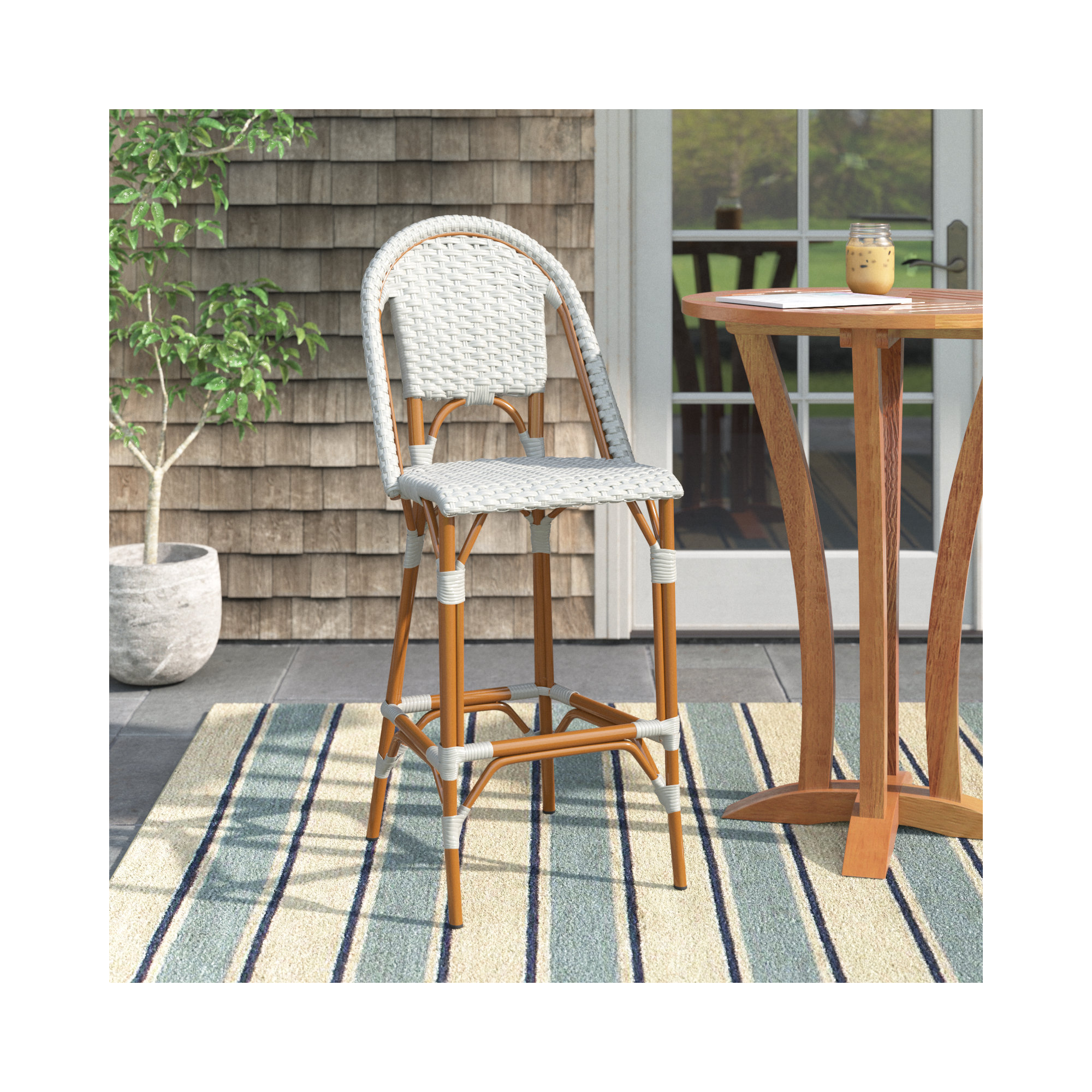 Kerta 46.5'' Outdoor Bar Stool, White