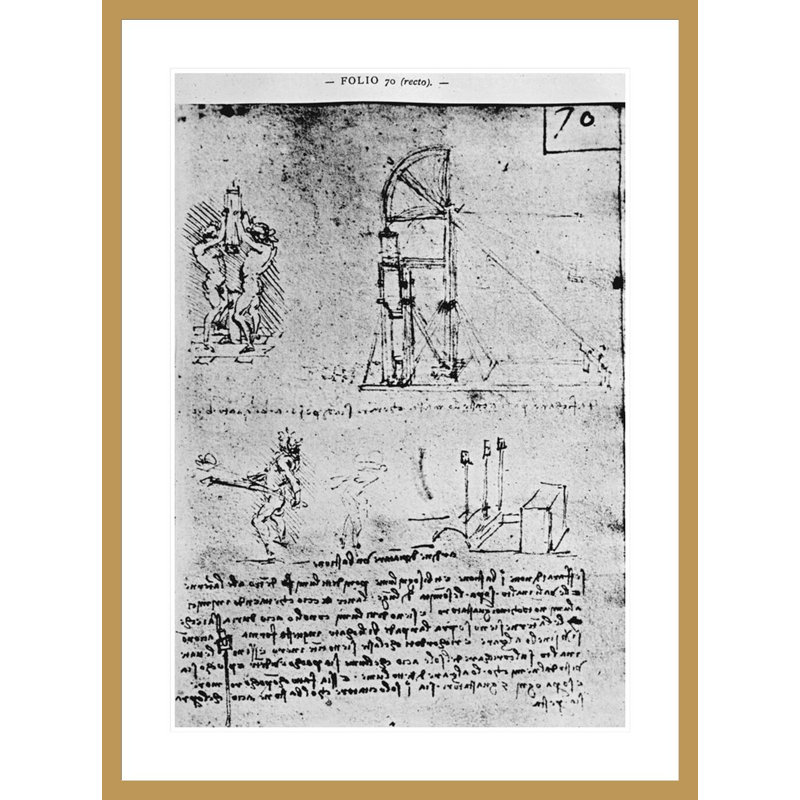 Suggestions on how to construct a bastion at night fol. 70r from Paris Manuscript B by Leonardo da Vinci -Framed Giclee Print