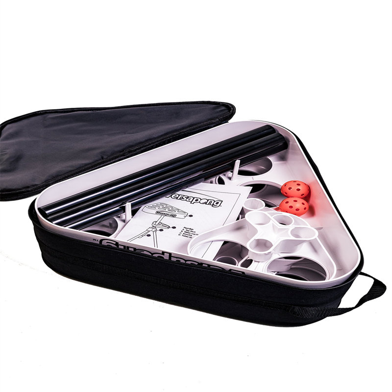 Versapong Portable White and Black Beer Pong Table with Backpack Carry Case