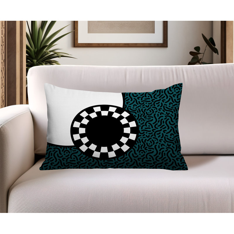 Coussin lombaire réversible Vibra Abstract, Rectangle H 18 po x l 25 po, Émeraude