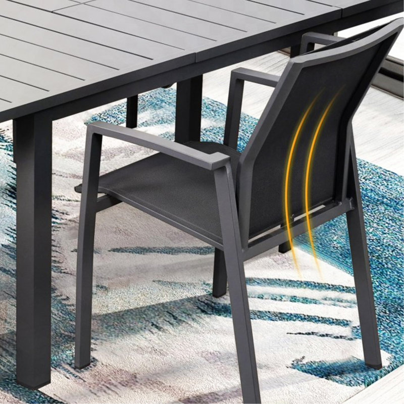 Ensemble de 4 chaises de patio en aluminium de 22,44 pouces de largeur, entièrement assemblées et empilables