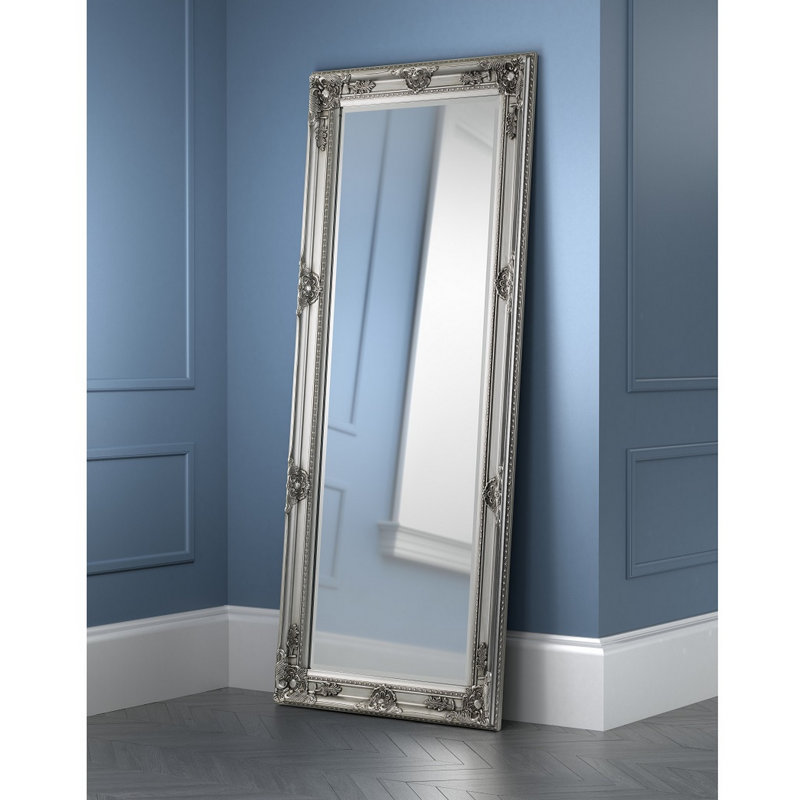 Eleanora Wood Flat Floor Mirror, Pewter