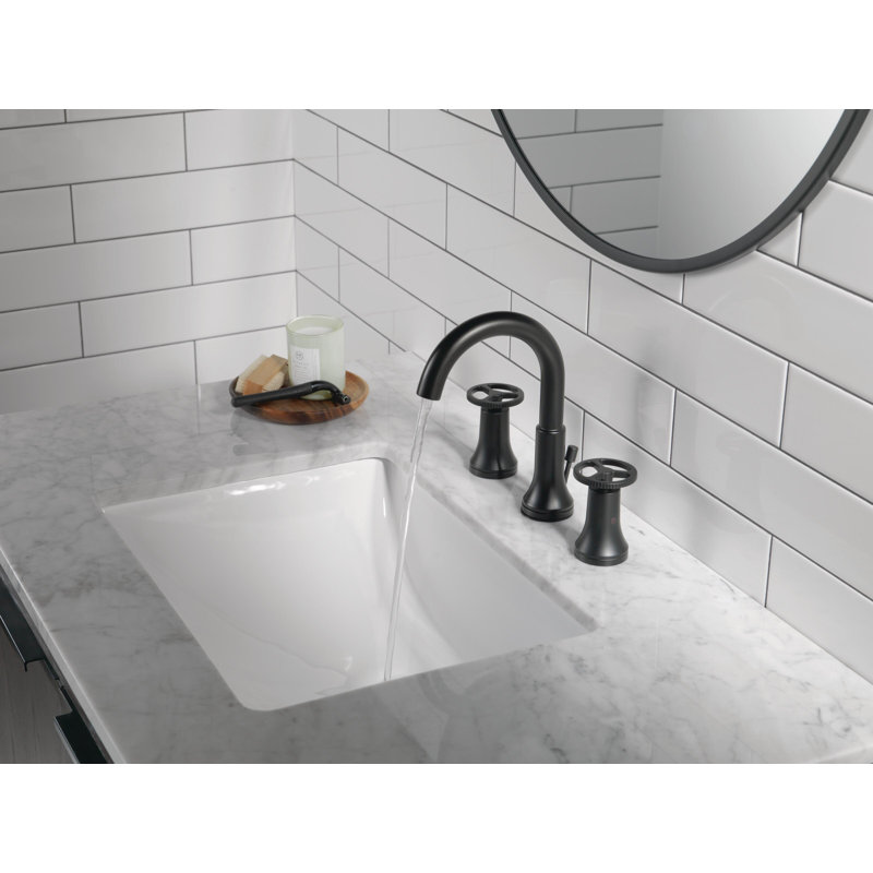 Robinet pour salle de bain à 3 trous avec poignée à roue Trinsic, Noir