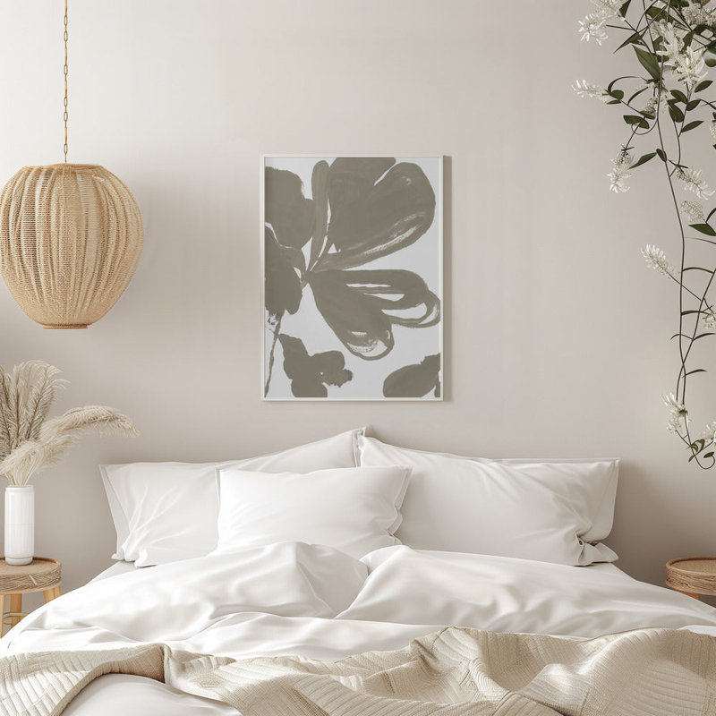 Taupe géant floral 1, H 20 po x l 24 po, Blanc