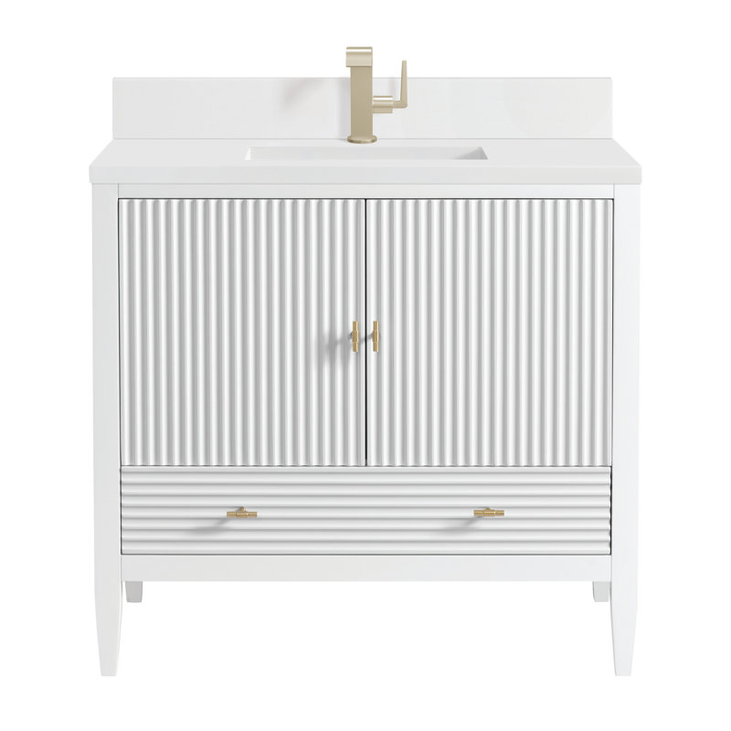 Myrrin 36'' W Single Vanity, Bright White, White Zeus, Single-Hole