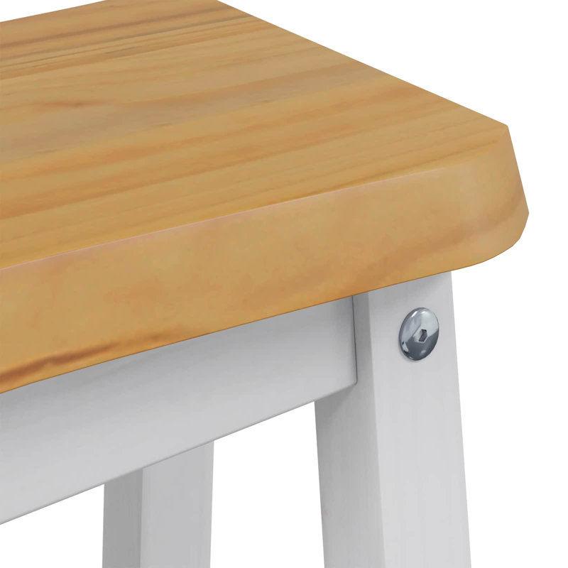 Solid Wood Counter Stool, White/Natural