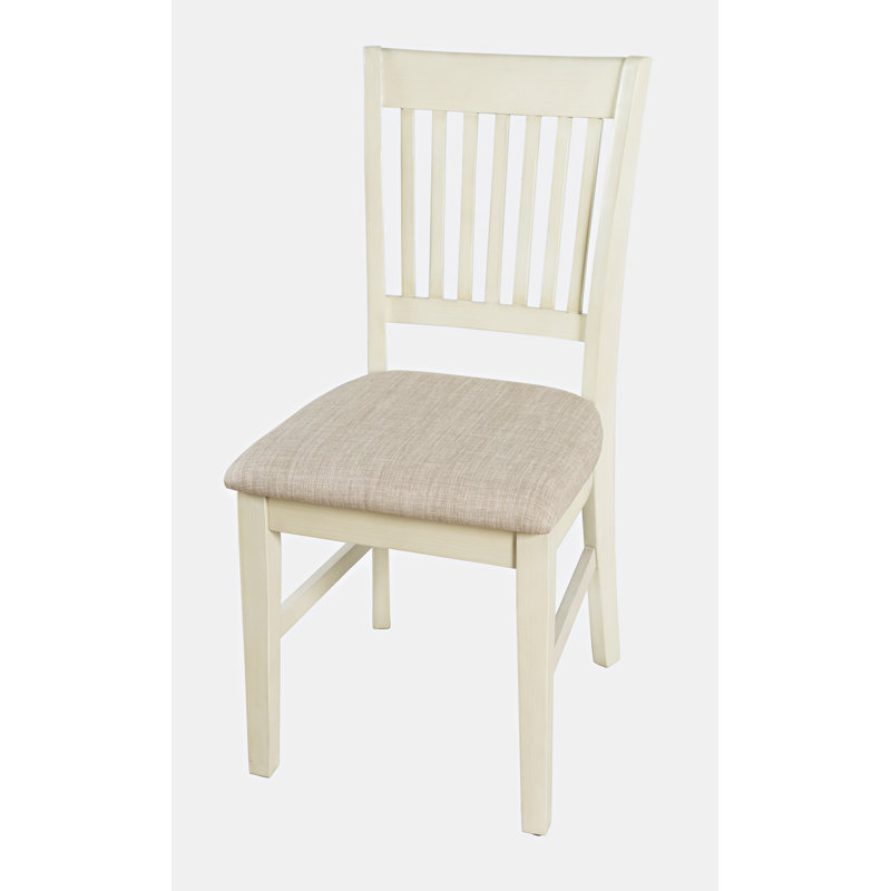 Barna 19'' H Upholstered Acacia Side Chair, Antique Cream