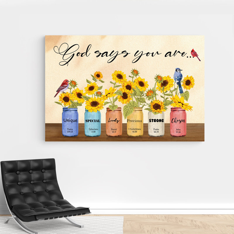 Sunflower - God Says You Are, toile tendue avec châssis, H 24 po x l 28 po x P 0,1 po
