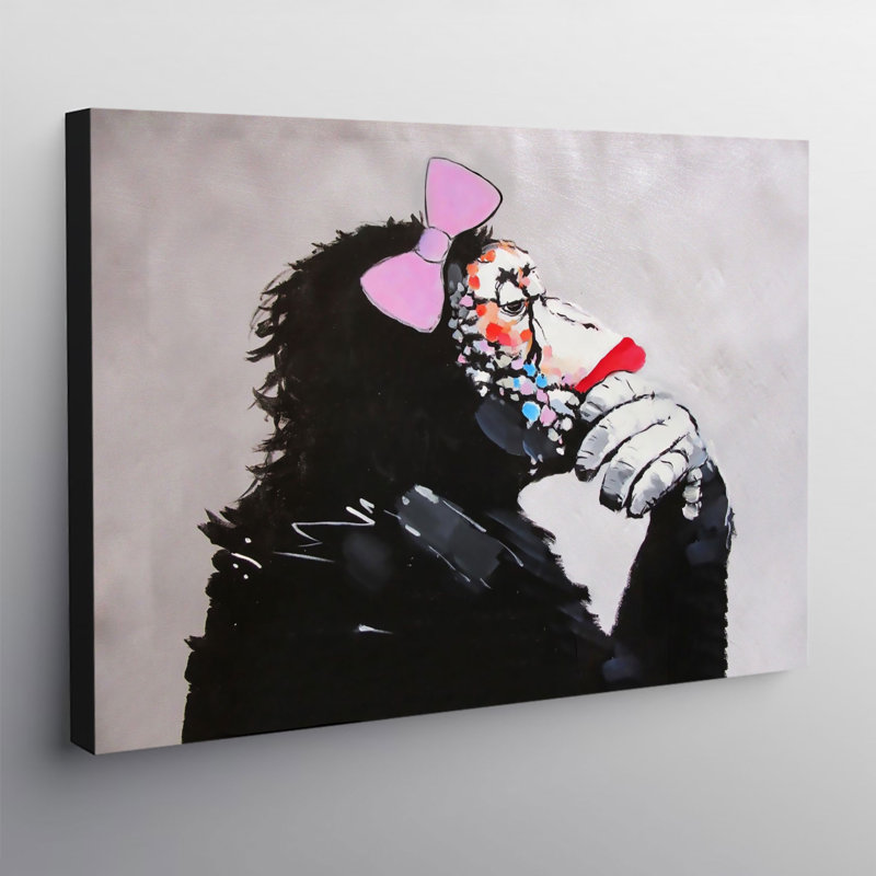 Female Monkey Thinker Gorilla Chimp - No Frame Print on Canvas, 20.5cm H x 30.5cm W x 3.8cm D