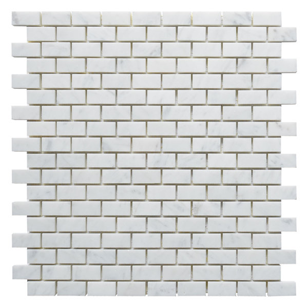 Carrara Brick 0.62" x 1.25" Marble Mosaic Tile in White