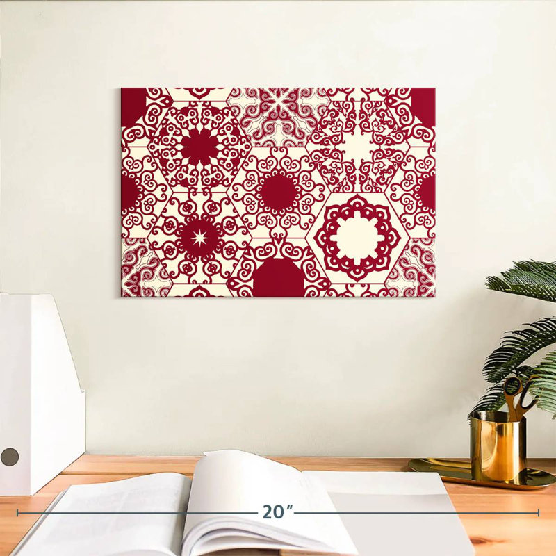 Kerner Red Hexagon Patterns, 8" H x 12" W