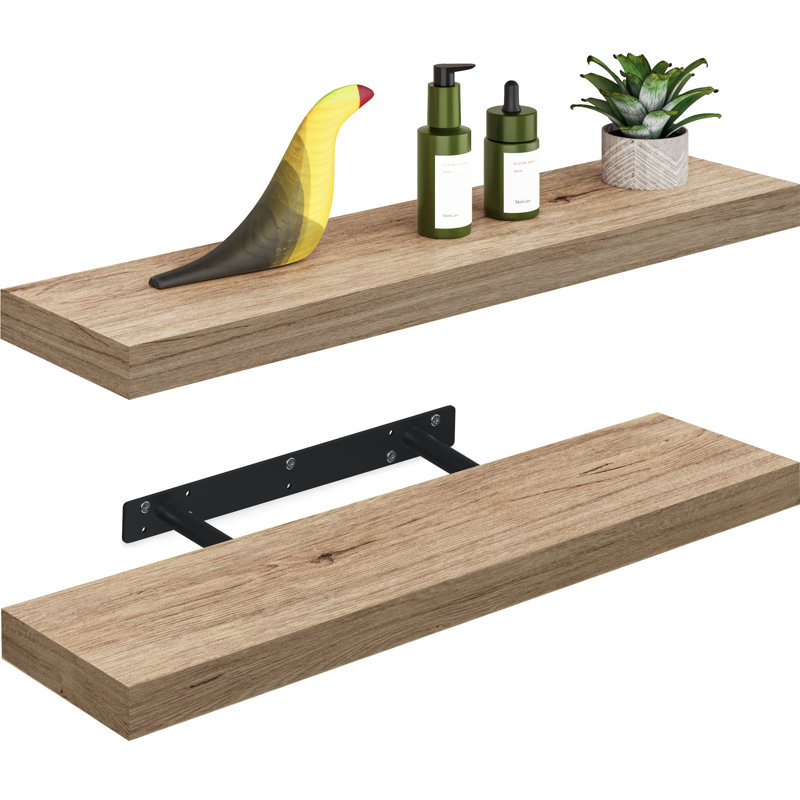 Tablettes flottantes 24 po Sydney, supports muraux invisibles de 6 po de profondeur, Chêne naturel