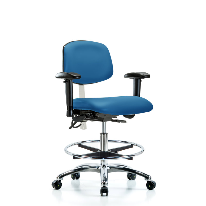 Chaise en vinyle ESD, Bleu, Roulettes, Inclus