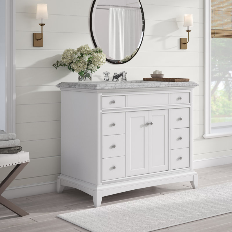 Ensemble de meuble-lavabo double 60 po Clamart, Quartz - blanc de Carrare, Blanc