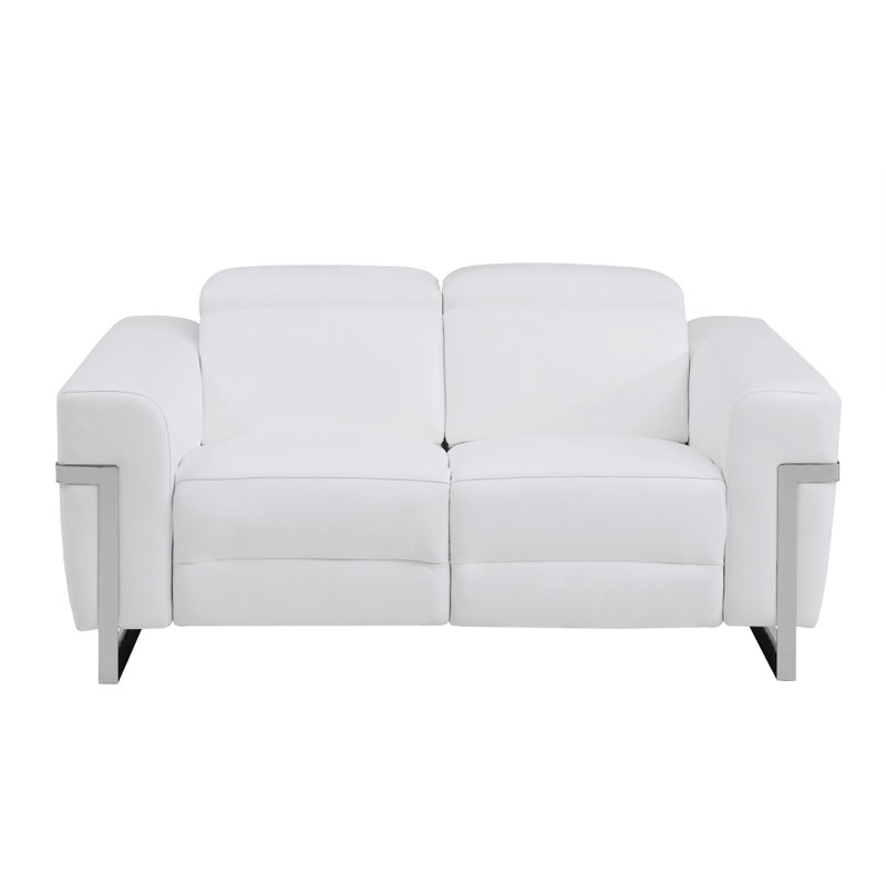 Upholstered Recliner, White Leather