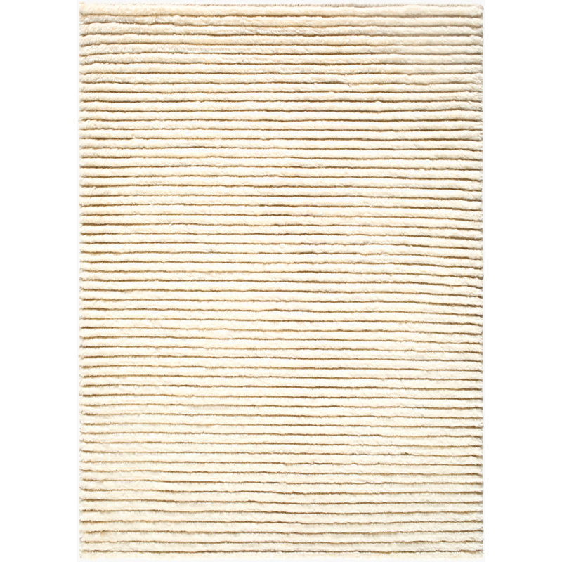 Azure Hand Knotted Wool Area Rug, Ivory, Rectangle 6' x 9'